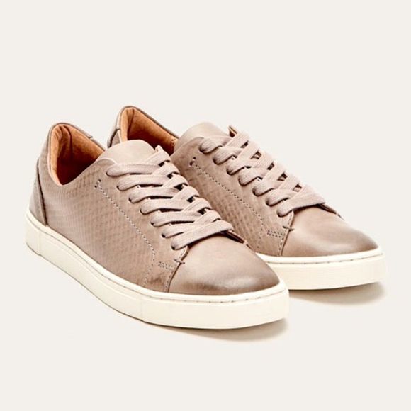 FRYE Ivy Low Lace Leather Embossed Sneakers - Picture 1 of 16
